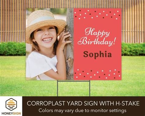 Happy Birthday Yard Sign With H Stake Personalized Outdoor Etsy