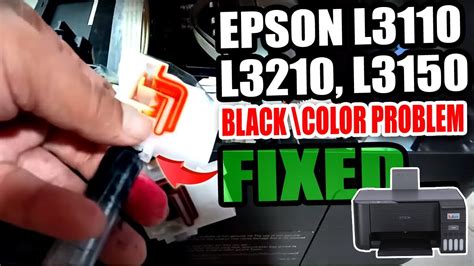 How To Fix Epson L3110 L3210 L3150 L3250 L1210 Missing Colorblack Printout Youtube