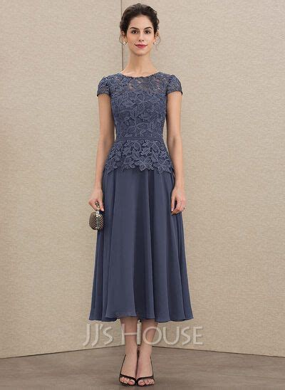 Us A Line Scoop Neck Tea Length Chiffon Lace Mother Of The