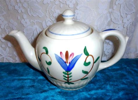 S Shawnee Pottery Usa Pennsylvania Dutch Hand Painted Teapot Ebay