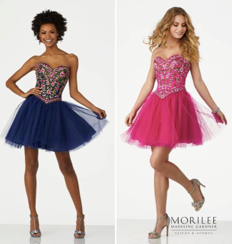 Tulle Party Dress With Floral Embroidered Sweetheart Bodice Accented