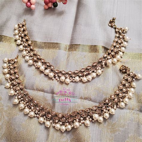 Statement Polki Ankletsbody Jewelryjhanjran Pearl Payalpajebindian