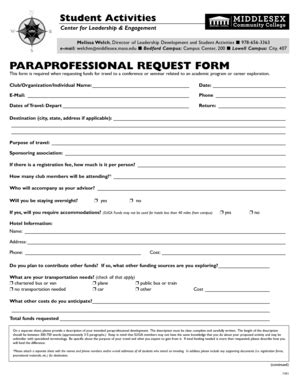 Fillable Online Middlesex Mass Paraprofessional Request Form