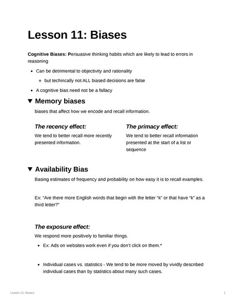 Lesson 11 Cognitive Bias Lesson 11 Biases 1 Lesson 11 Biases