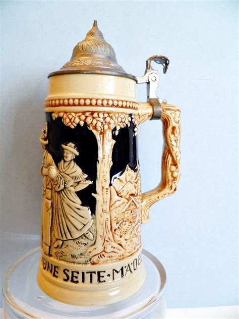 Vintage German Beer Stein With Pewter Lid From Germany