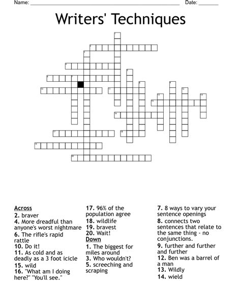 Writers Techniques Crossword Wordmint