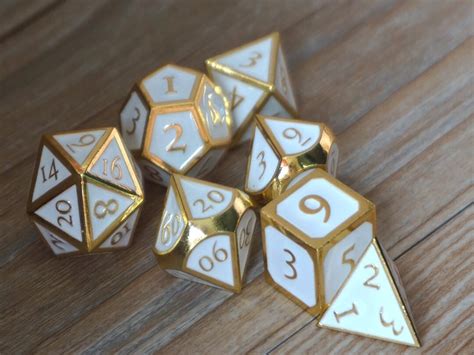 Dice-dnd Dice Set-polyhedral Dice Set-shiny Gold With White , Dice ...