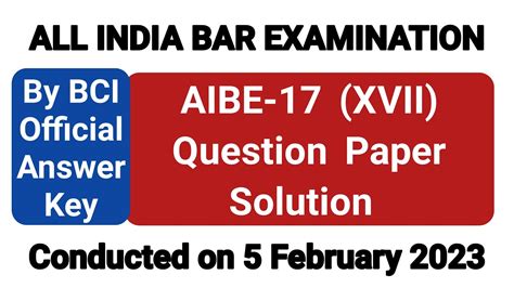 AIBE 17 Solve Paper 2023 All India Bar Examination Aibe Xvii