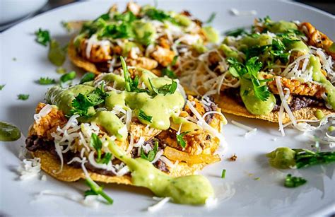 Easy Chicken Tostadas With Salsa De Aguacate Mexican Please