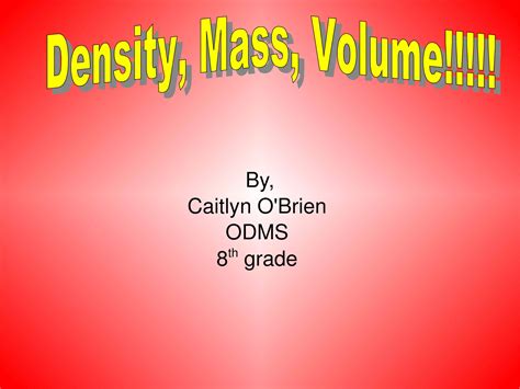 Density Mass Volume Ppt