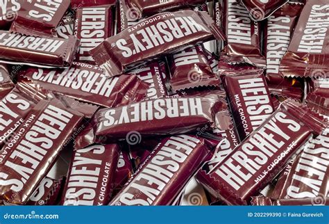 Hershey`s Brand Milk Chocolate Candy Bars On A White Background