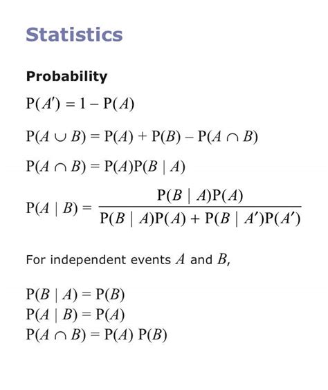 Statistics Probability Formulas