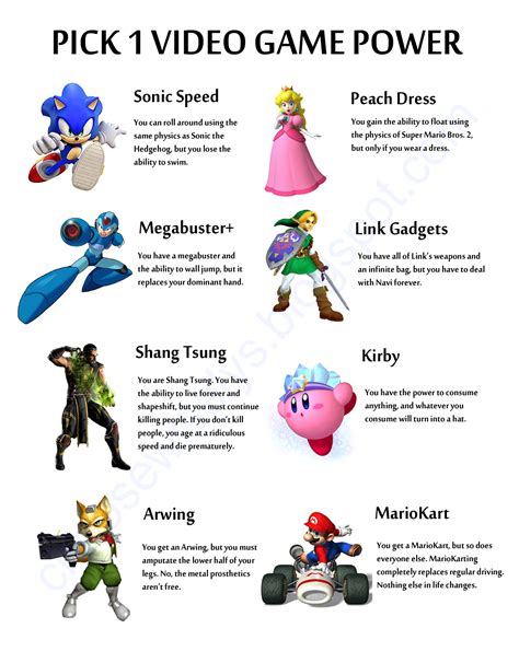 Choose Wisely 1 Pick One Video Game Power Choose Wisely