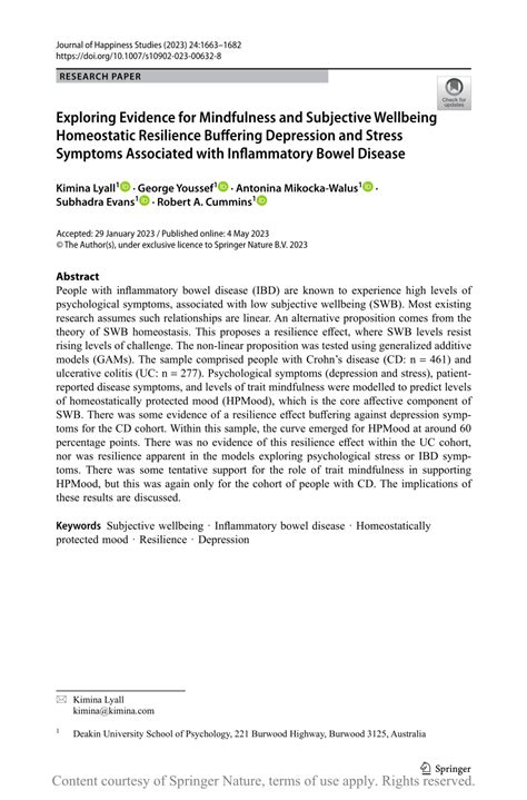 Exploring Evidence For Mindfulness And Subjective Wellbeing Homeostatic