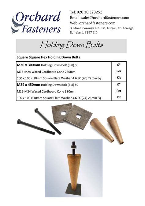 Square Square Holding Down Bolts Orchard Fasteners