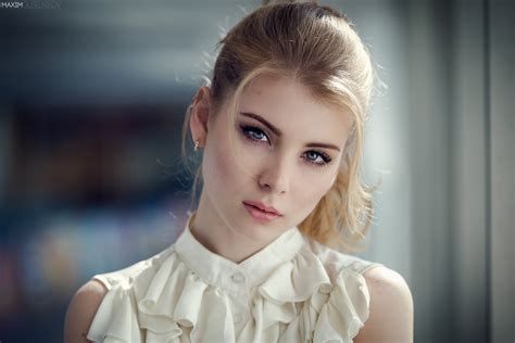 Stunning Blonde Model With Blue Eyes HD Wallpaper By Maxim Guselnikov