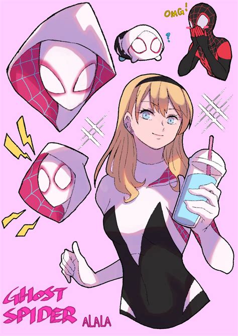 Gwen Stacy Spider Gwen Miles Morales And Spider Man Marvel And 2 More Drawn By Sushi Pizza