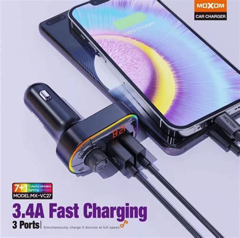 Moxom Mx Vc27 Wireless Music 3 Ports Car Charger Cme Distribution Sdn Bhd