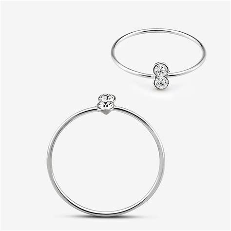 10mm Silver Two Crystal Nose Hoop Ring Wholesale925silver