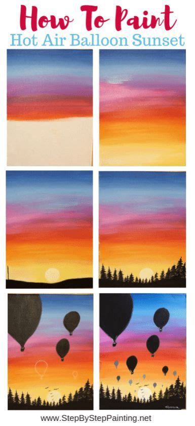 How To Paint A Hot Air Balloon Sunset Sunset Canvas Painting Sunset