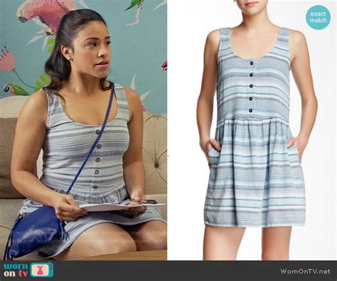 Wornontv Janes Blue Striped Button Front Dress On Jane The Virgin Gina Rodriguez Clothes