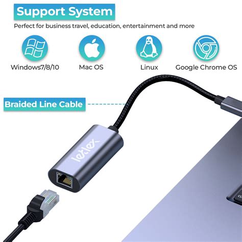 Letlex Usb C Ethernet Adapter Thunderbolt To Ethernet Adapter Macbook Pro Usb Adapter Ethernet