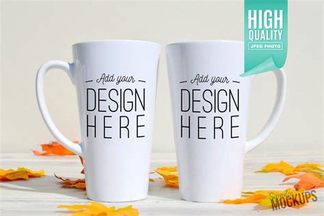 17oz Latte Mug Mockup 2 Sided Latte Mugs Mugs White Coffee Mugs