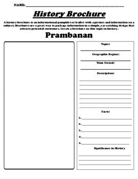 Prambanan "History Brochure" UDL Worksheet & WebQuest by Northeast Education