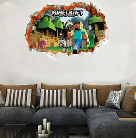 Brand New 1 Large Minecraft Wall Decal Self Adhesive And Removable