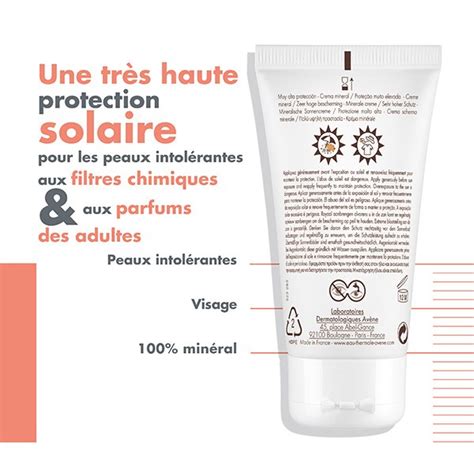 Avène crème solaire minérale SPF 50 sans parfum Waterproof