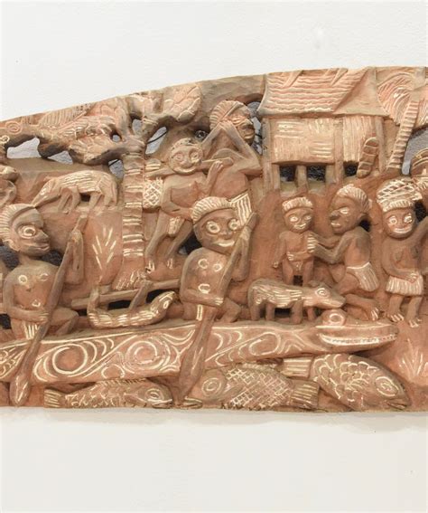 Papua New Guinea Storyboard Kambot Village Wood Relief