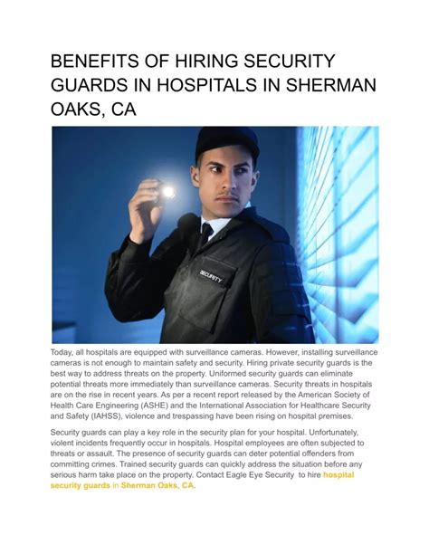 Ppt Benefits Of Hiring Security Guards In Hospitals In Sherman Oaks