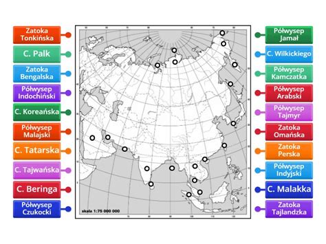 Azja Cieśniny Zatoki i Półwyspy Labelled diagram