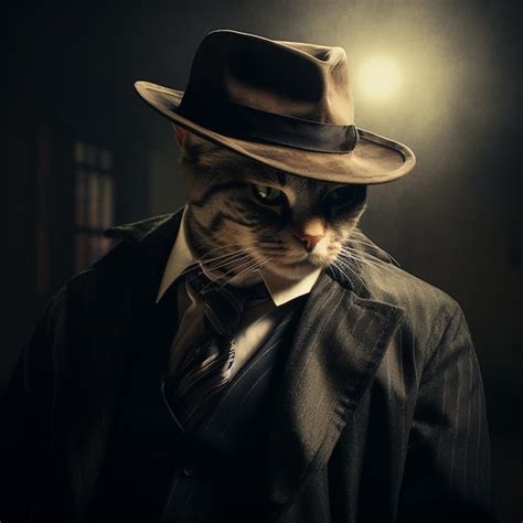 Premium AI Image Araffe Cat Wearing A Suit And Tie With A Hat On