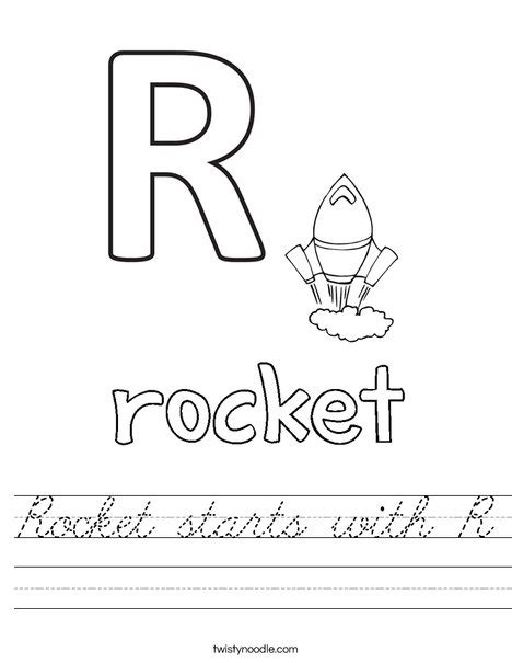 Rocket Starts With R Worksheet Cursive Twisty Noodle