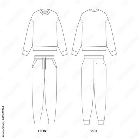 Joggers And Sweatshirt Set Vector Jersey Tracksuit Template Knitted Jogging Suit Joggers