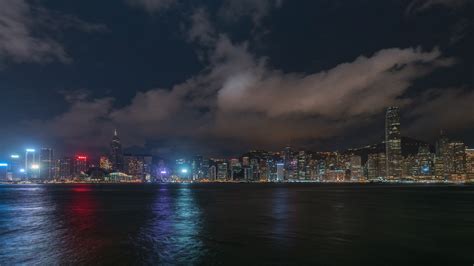 4K Timelapse Sequence of Hong Kong, China - Skyline at night wide shot ...