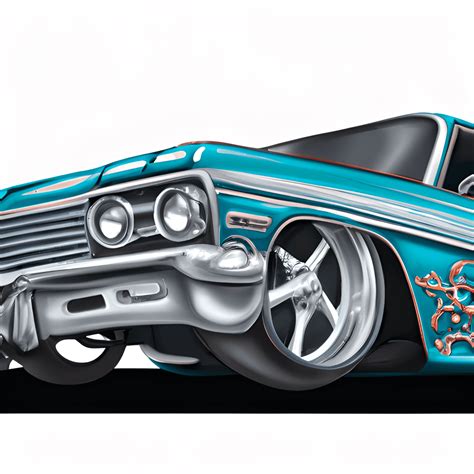 Low Rider Chevy Impala Cartoon Photograph · Creative Fabrica