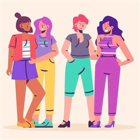 Premium Vector Organic Flat Lesbian Couple Illustration