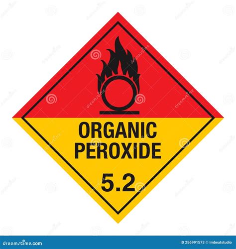 Hazardous HAZMAT Material Label IATA Transportation Subclass 5.2: Organic Peroxide Oxidizing ...