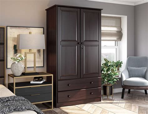 Buy Palace Imports Solid Wood Smart Wardrobe Armoire Closet Java