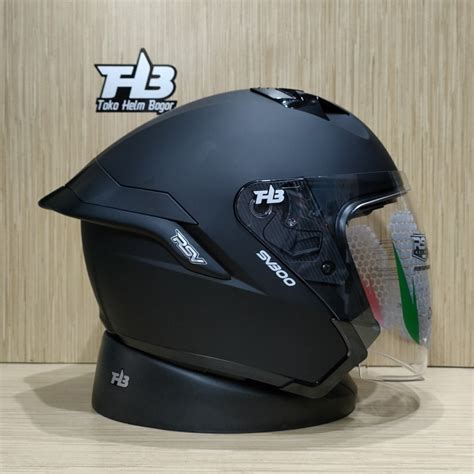 Helm Rsv Sv Black Doff Half Face Double Visor Paket Lazada Indonesia