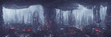 Interior Of An Alien City Futuristic Sinister Stable Diffusion