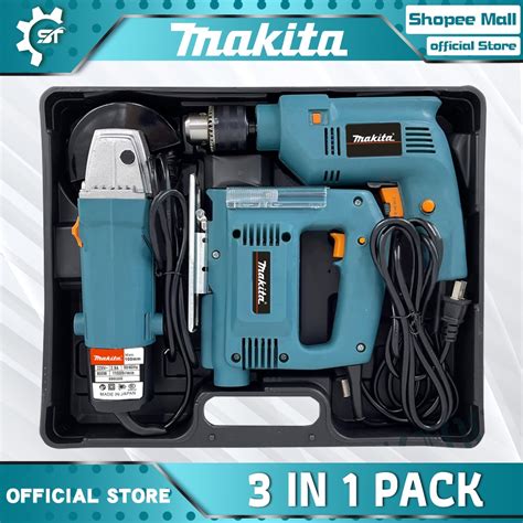 Makita In Angle Grinder And Impact Drill Jigsaw Set With Hard Case