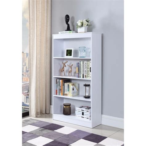 Sophisticated Wooden Bookcase With 4 Shelves White