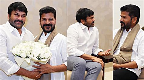 Mega Star Chiranjeevi Meets Telangana Cm Revanth Reddy Ram Charan