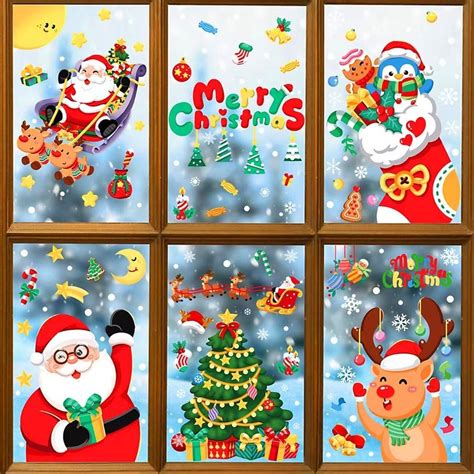 Pcs Sheet Christmas Window Cling Sticker For Glass Xmas Decals