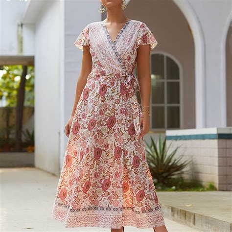 Gzwyht Summer Dresses Dresses For Women Women Floral Sexy Backless