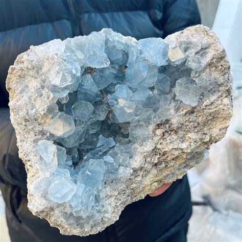 Pfund Gro E Nat Rliche Blaue Himmlische Kristall Geode Quarz