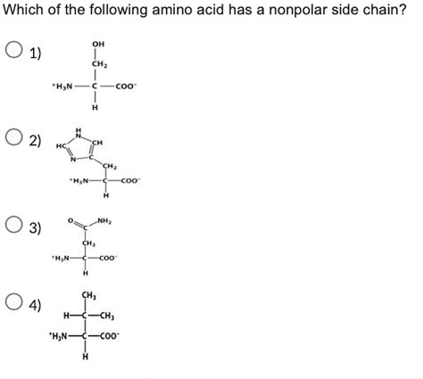 Solved Which Of The Following Amino Acid Has A Nonpolar Chegg